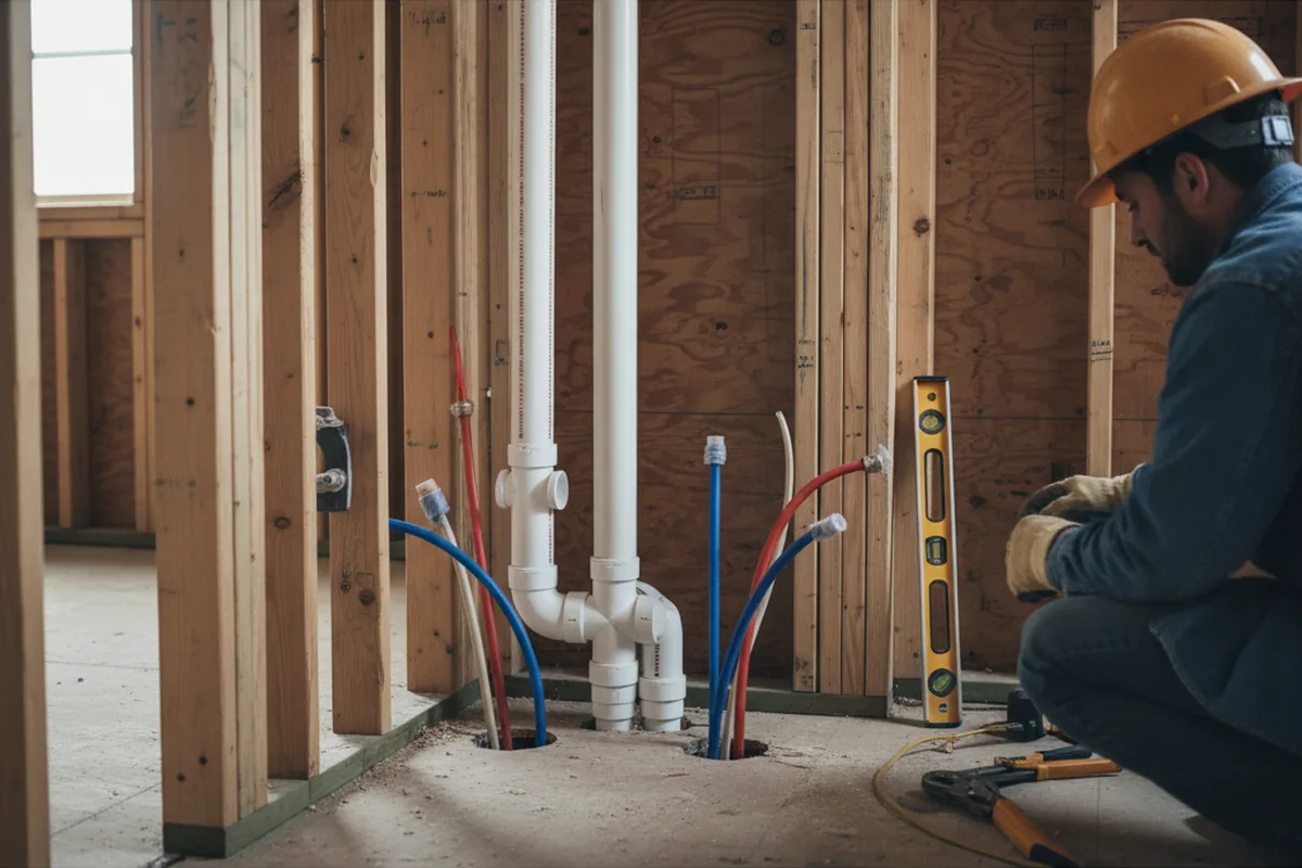 Drain and supply rough-in during Drain Cleaning in Box Springs