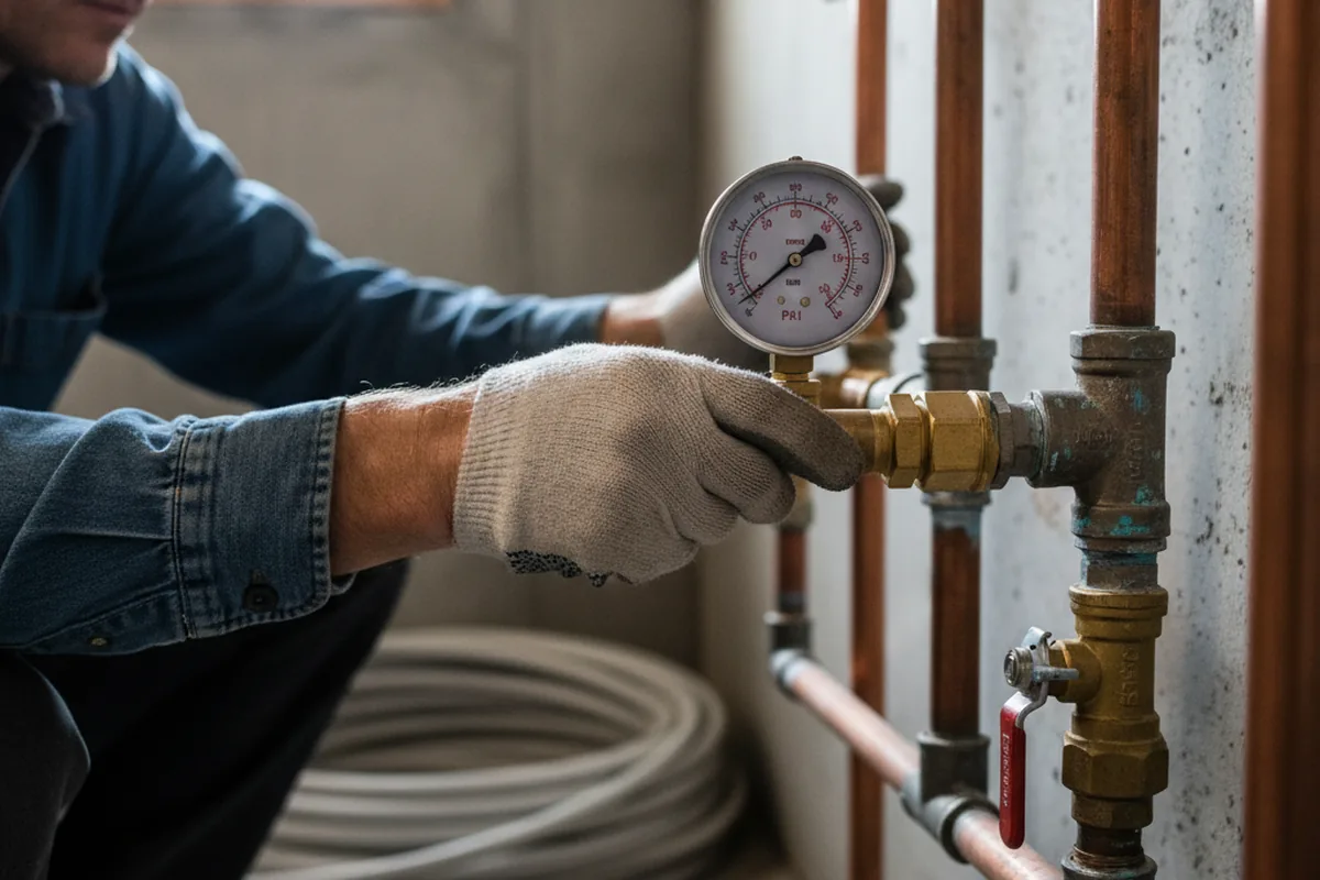 Pressure testing a repaired line during Water Line Repair in Box Springs